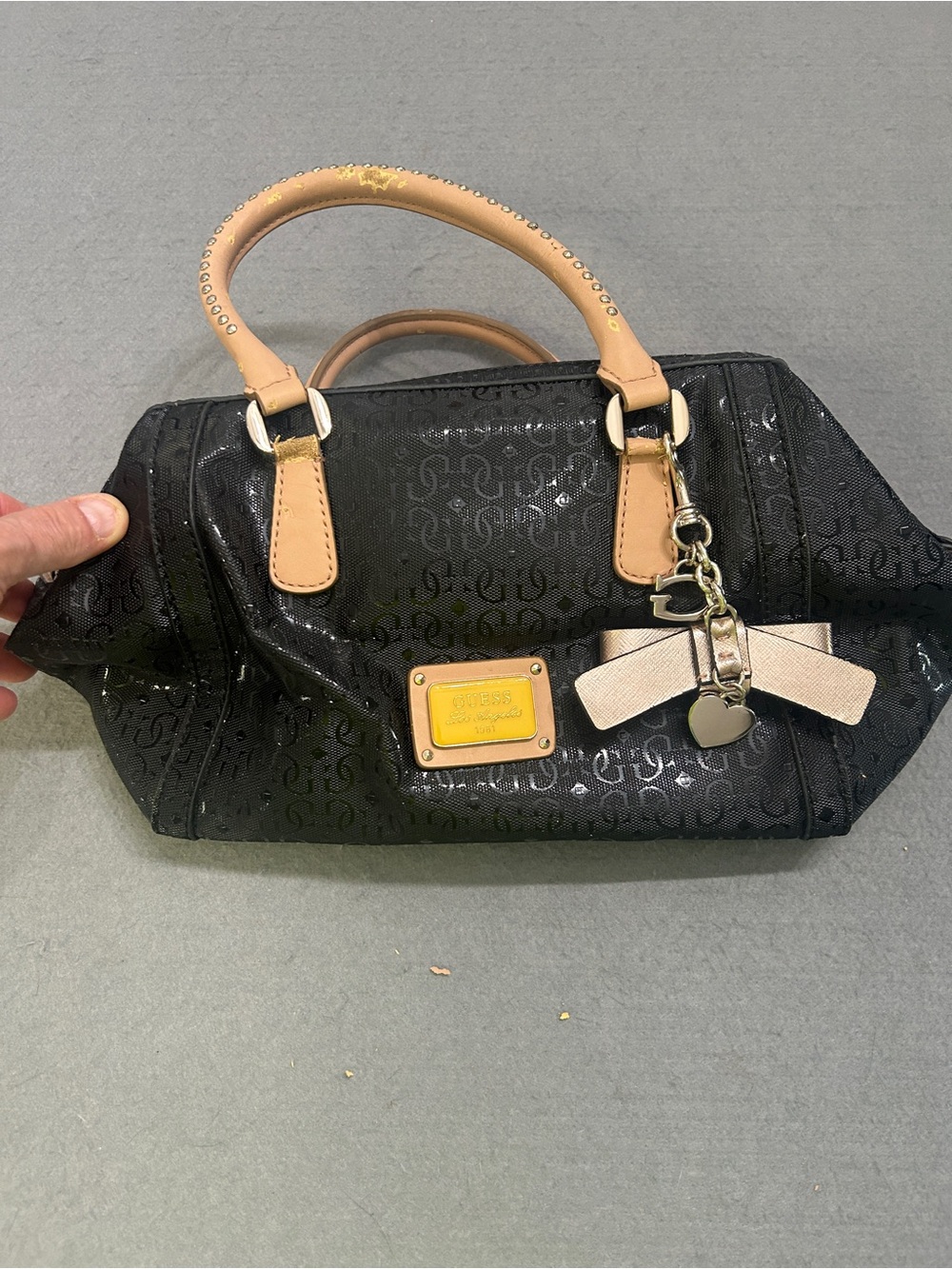 Women’s Guess Black Logo Satchel Handbag & Wallet Combo